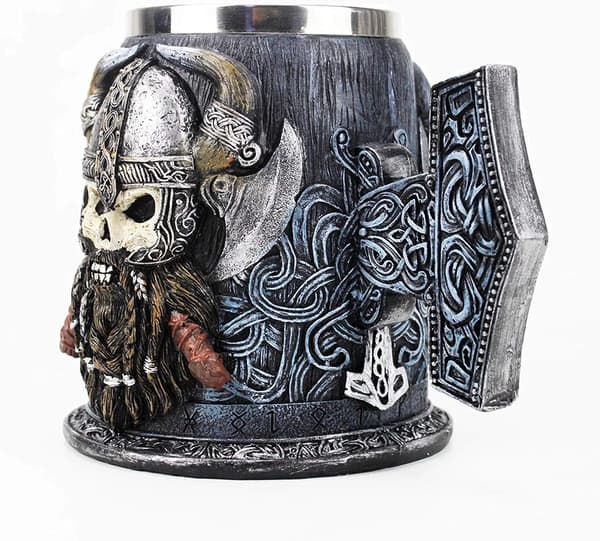 Viking Kaffe- og Ølkopper, 600ML, Tankardkopp med Rustfritt Stål
