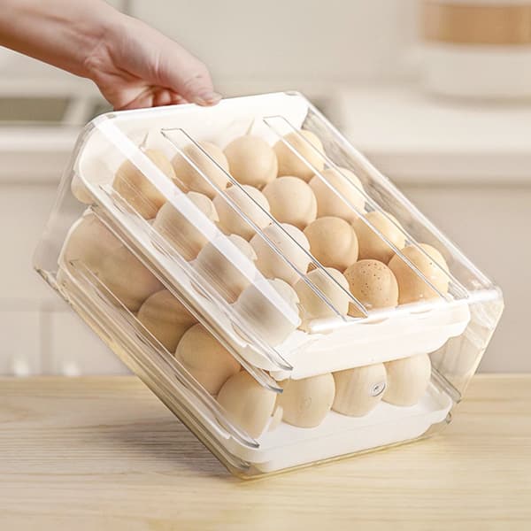 Kjøleskaps eggbrett, 2-etasjes kjøleskaps eggstativ,