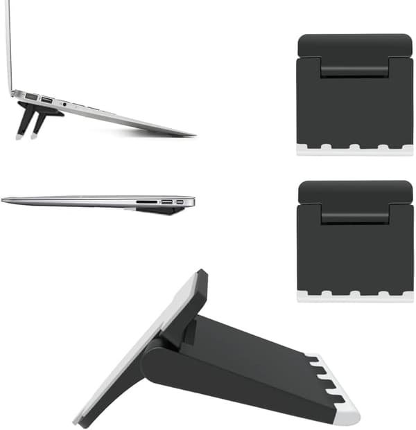 Sæt med 2 Sorte Mini Laptop Stativer, Usynlig Laptop Stativ, Foldbar