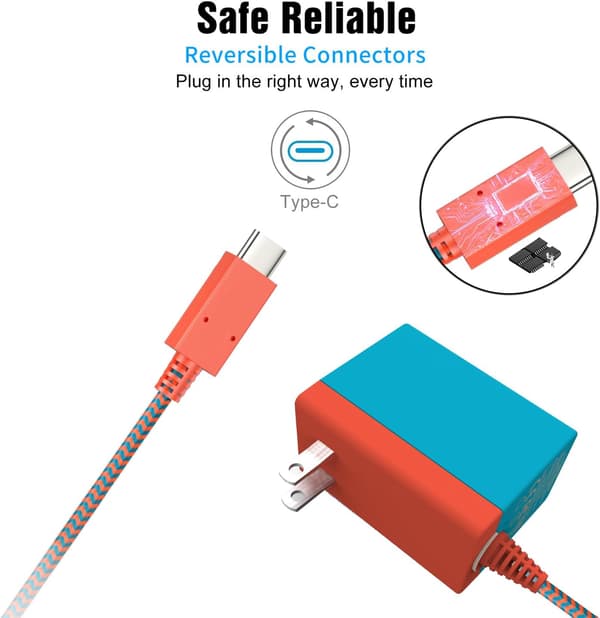 Kompatibel med Hurtiglader til Nintendo Switch OLED, AC Adapter Dobbelt Spænding 39W 15 V 2,6 A Strøm til