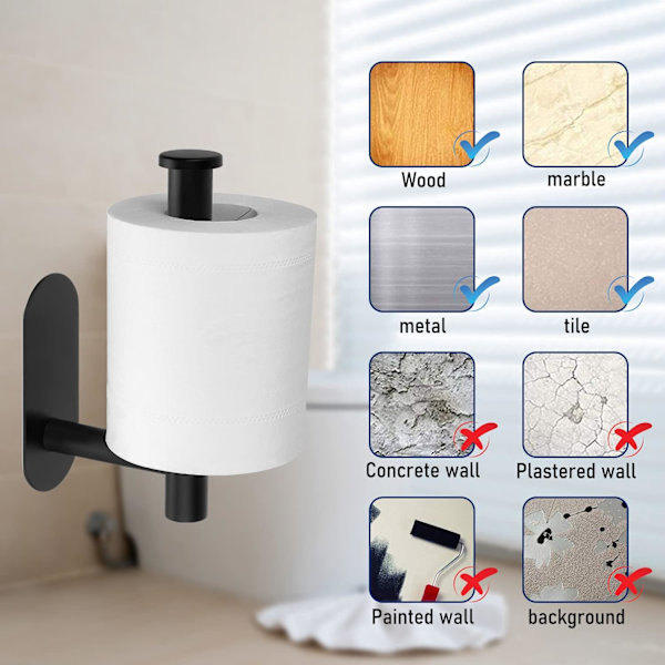 Toiletpapirholder med klæbemiddel i rustfrit stål