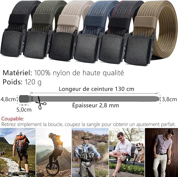 Nylonbälte för män - Plastspänne med svart röd tråd -