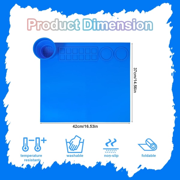 Silikonmalematte for Håndverk, 16,5x14,6 tommer Ikke-klebende Håndverksmatte