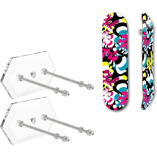 2 stycken transparenta skateboardväggmonterade skateboardställ