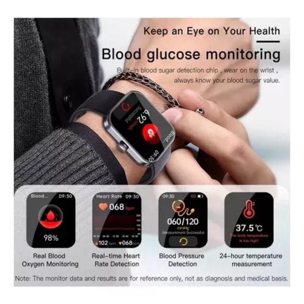 Smartwatch F57l - Glukose- og Blodtryksmåler