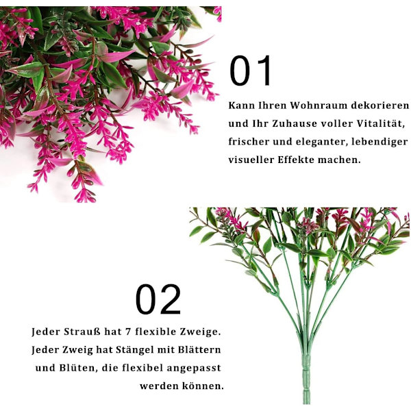 12 st (lila) Bunter Konstgjorda Buskar Falska Blommor