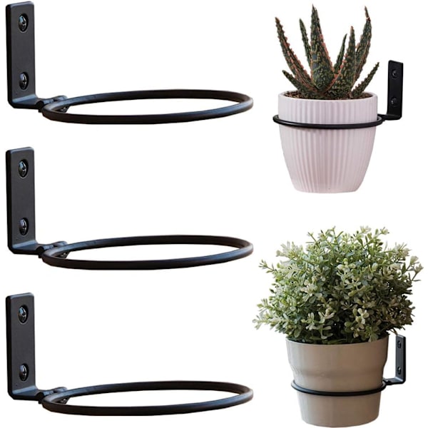 Väggmonterad Blomkrukehållare, 3 St. Metallblomkruke Ringar