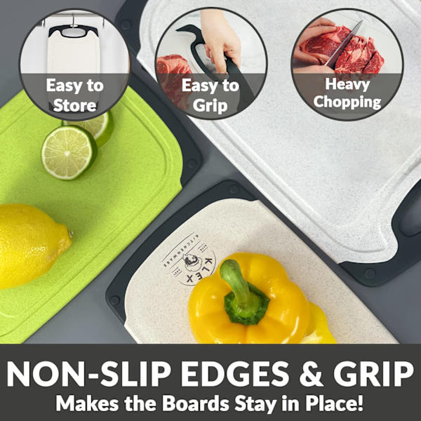 Köks skärbräda (3-pack), BPA-fri livsmedelssäker vetehalm PP-material