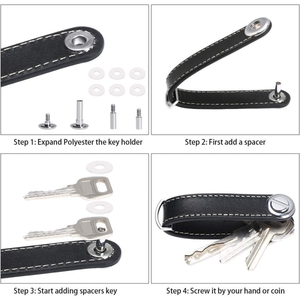 Lädernyckelhållare - Nyckelhållare för män - Avtagbar nyckelring -
