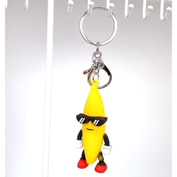 6 bløde gummi banan dukke nøglering vedhæng
