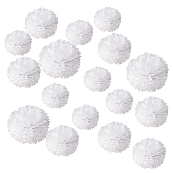 18 dekorativa blombollar av papper, vitt dekorativt silkespapper,