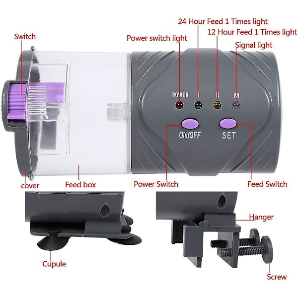 Fiskeautomat, Automatisk Akvariefiskeautomat Batteridrevet, Guldfisk Foder Timer
