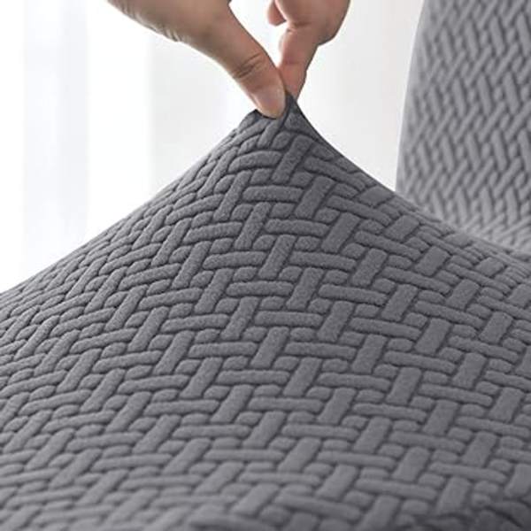 Mørkebrun - Sett med 1 Jacquard Stretch Bar Stolsdeksler Teller