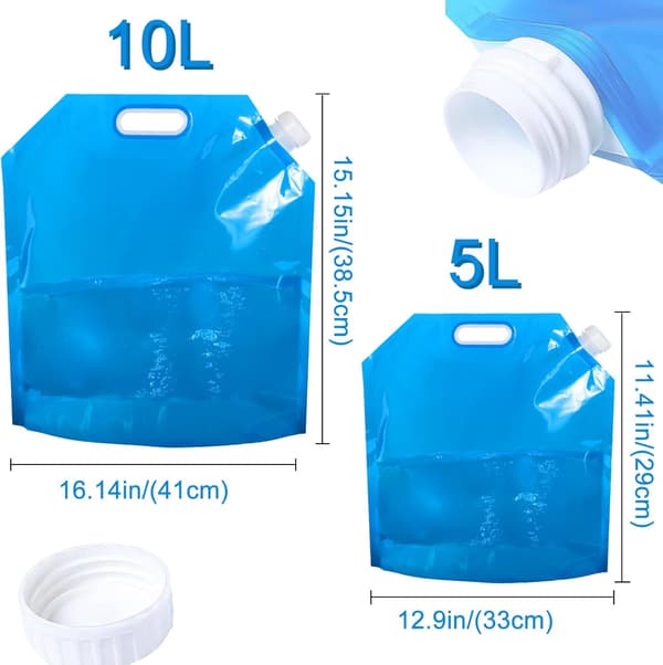4 stk sammenleggbare vannflasker 5L 10L, sammenleggbare og bærbare