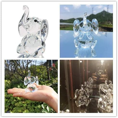 1 st Kristallelefant Djurfigur Samling Glas
