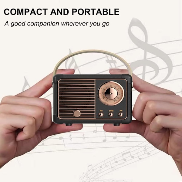 Retro Bluetooth Högtalare Trådlös Mini Högtalare, (Svart)