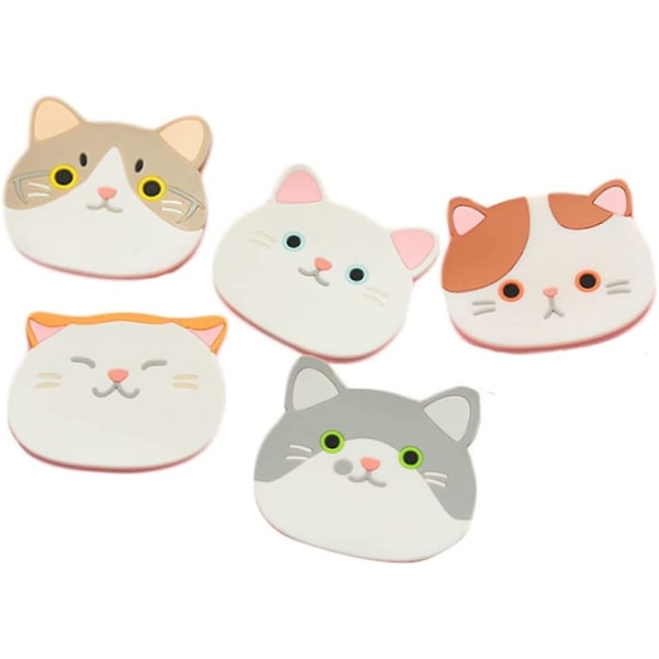 5pcs Cat Cup Silicone Cat Coasters,Rubber Mat for Wine Bottle, Glass, Hanging Drink, The Home Kitchen Decor