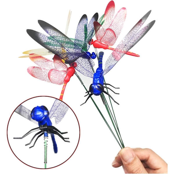 30 stk. Dragonfly Havedekorationer, Dragonflies med Pinde til