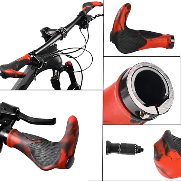 (22mm) Terrengsykkelgrep, Sklisikre Gummigrep, Ergonomiske Sykkelgrep, Doble Lock-On MTB-grep, Universell B