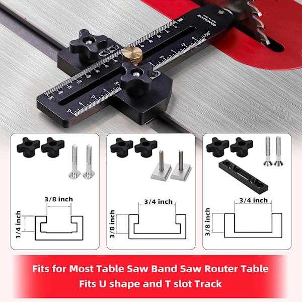 Tunn Rip Jig Bordsågsjigg Guide för 3/8\" x 3/4\" T-spår