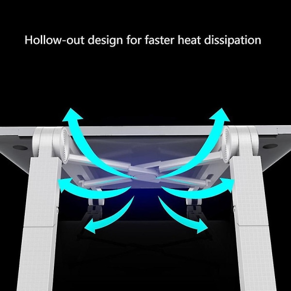 Bærbar computer stand, bærbar, foldbar skrivebord, forbedret varmeafledning, bærbar computer stand (hvid)
