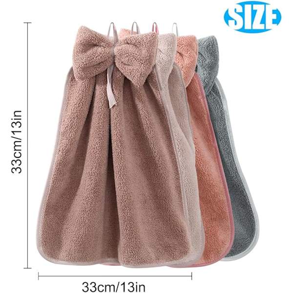 4-pack Hängande Handdukar med Slips, Korall Sammet Mikrofiber