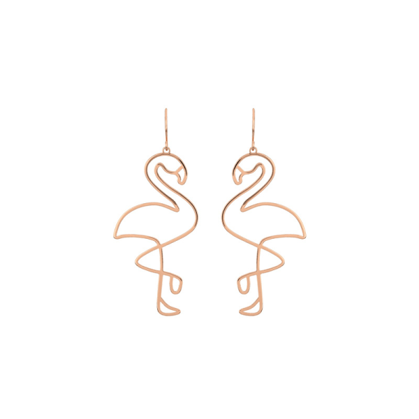 1 par (guld) flamingo örhängen, personligheten överdriven trend