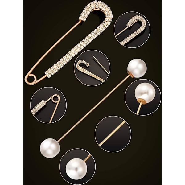 6 stycken tröja sjal klämmor retro pärla brosch stift kristall kofta krage klämma klänning skjorta klämma för bak cinch a
