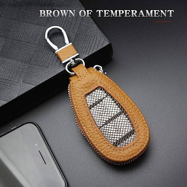Universell Premium Bilnyckel Fodral Äkta Läder Bil Smart Key