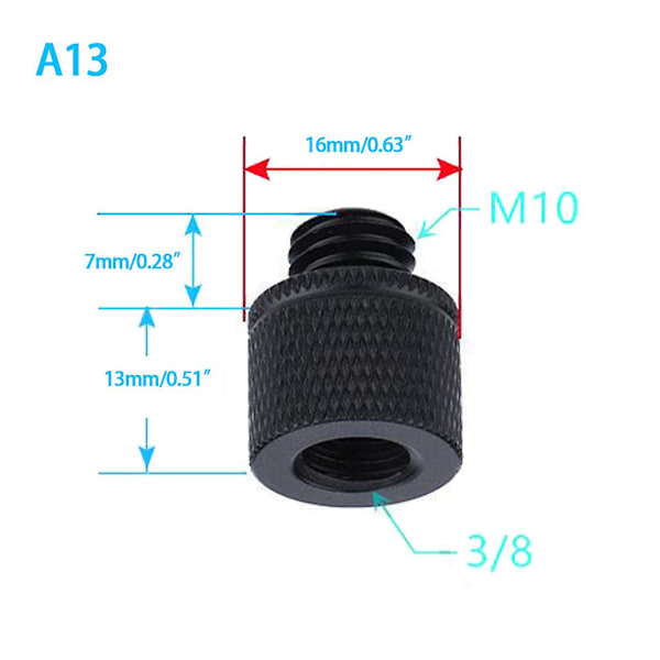 2x 3/8 til M6 M8 M10 M12 Kameraskrue Stativbaseforbindelse Fast Montering Konverteringsskrue Stativ Fotograferingstilbehør