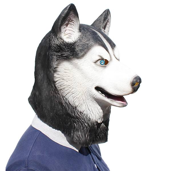 Halloween-maske, Husky Hund Latex Dyrehodemaske Nyhet Kostyme