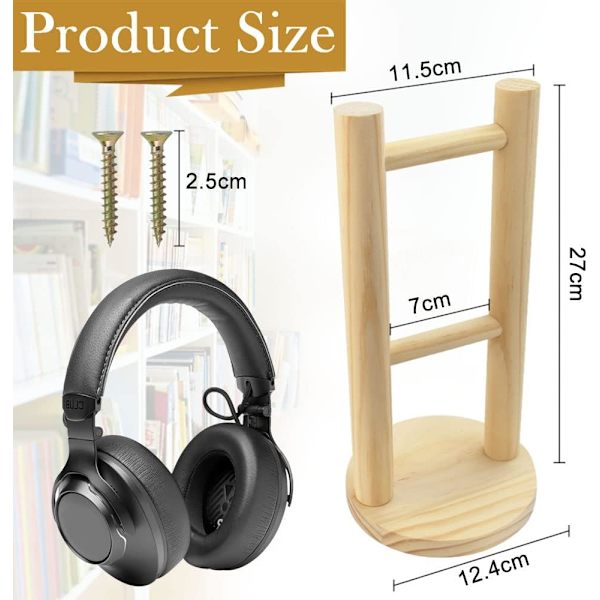 1 stk. beslag display hylde massiv træ headset universal