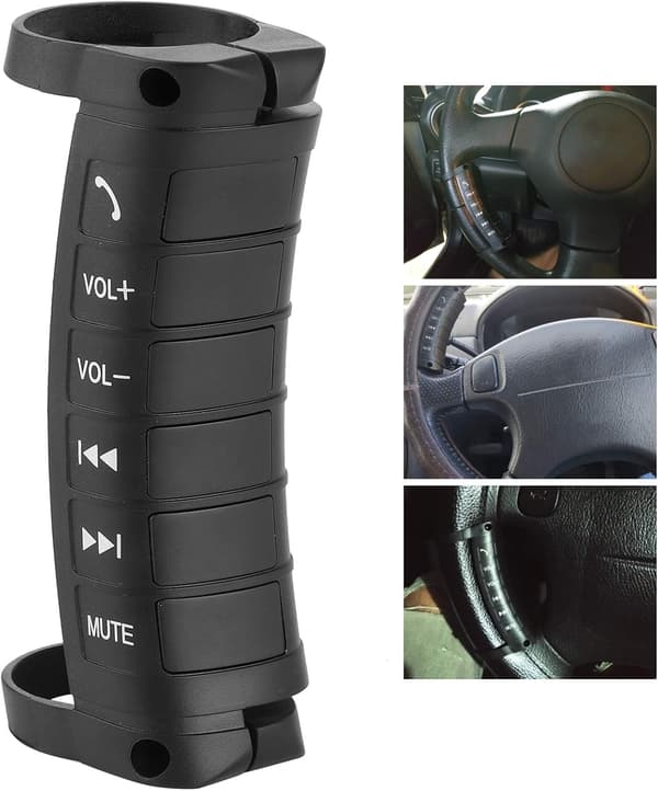 1 svart rattfjernkontroll, trådløs Bluetooth-media