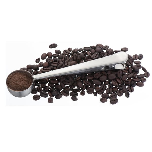 1 sølv kaffeske med poseholder, måleske til kaffe