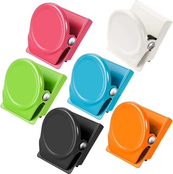12-pack Multifärgade Magnetiska Klämmor Tunga Rostfritt Stål
