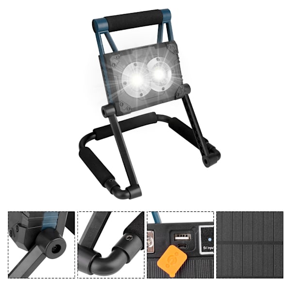 1 stk COB bærbar græsplænelampe USB genopladelig foldbar arbejdslampe