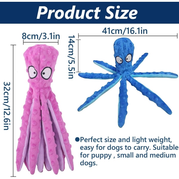 2 Pieces Octopus Dog Toy, Squeak Toys for Dogs, Plush Dog Toy