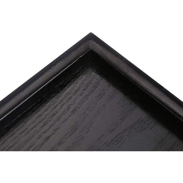 1 st (22x12x2cm) svart bricka rektangulär tebricka i massiv trä