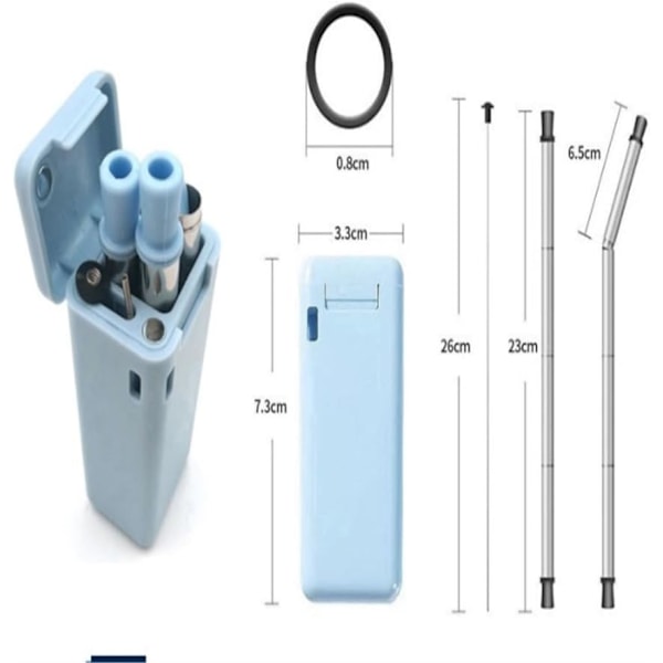 Foldbar sugerør med oppbevaringsboks, foldbar sugerør i rustfritt stål, gjenbrukbar miljøvennlig drikkesugerør