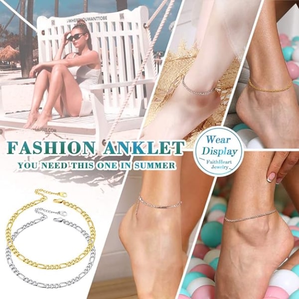 1 stk. (Guld) Kvinders Anklet, Forgyldt Rustfrit Stål Anklet Ankel