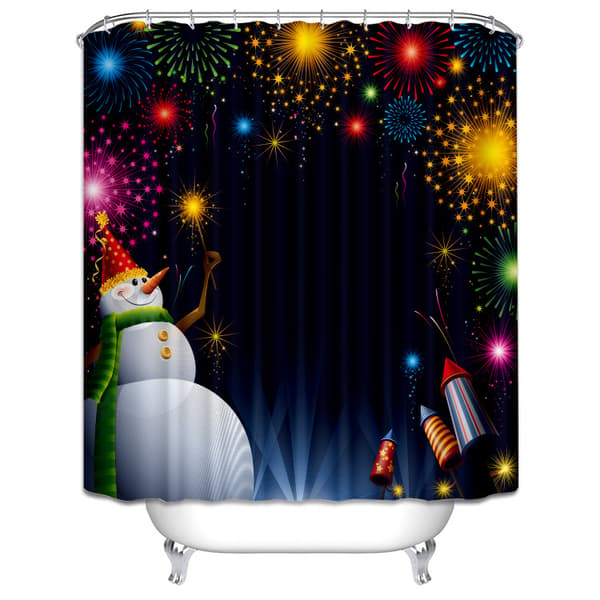180cm x 200cm, Julduschdraperi, Vinter Snö Säsong Tomte