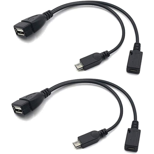 2-i-1 Micro USB till USB-adapter (OTG-kabel + strömkabel) för Fire Stick, PlayStation Classic och mer - 2-pack