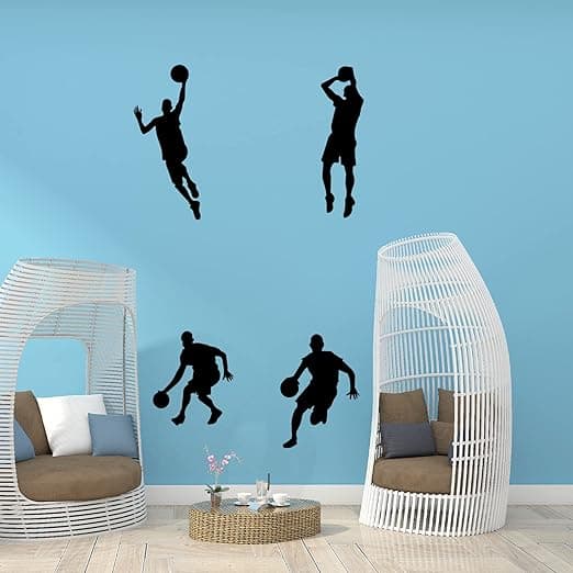 Set med 4 Basketbollväggdekaler för pojkar - Väggdekor för sovrum