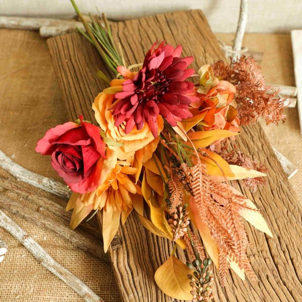 Kunstig Blomst Falsk Blomst Buket Falske Efterårs Orange Blomster