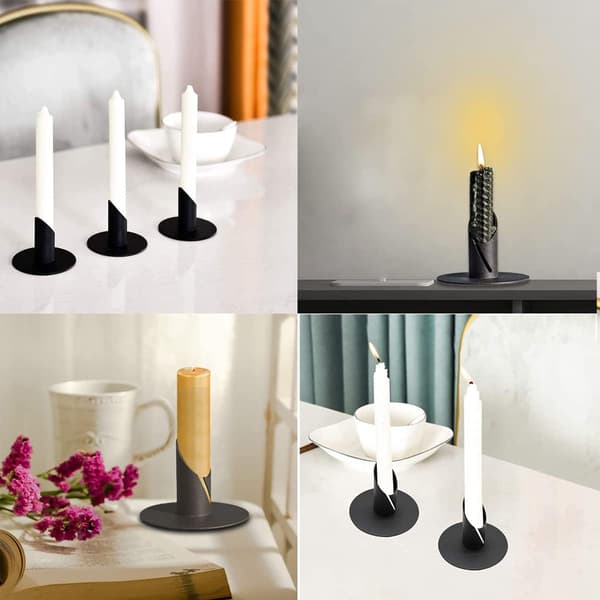Set med 4 stycken ljusstakar i metall, retro-stil