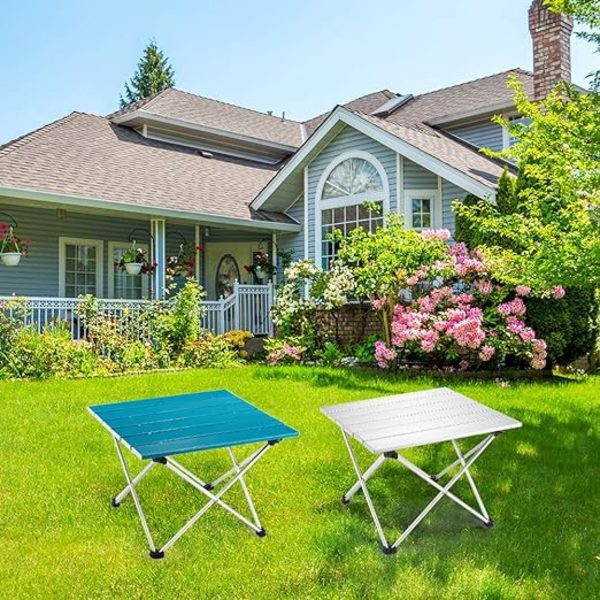 Fällbart campingbord i silveraluminium, bärbart och hopfällbart