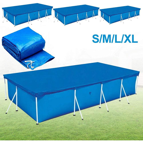 Rektangulär Tubulär Poolöverdrag - Blå (300X200CM), Rektangulär Simbassängöverdrag
