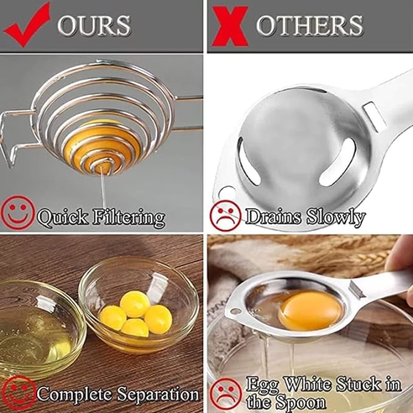 2st Äggseparatorfilter Äggvita och äggulaseparator Rostfritt