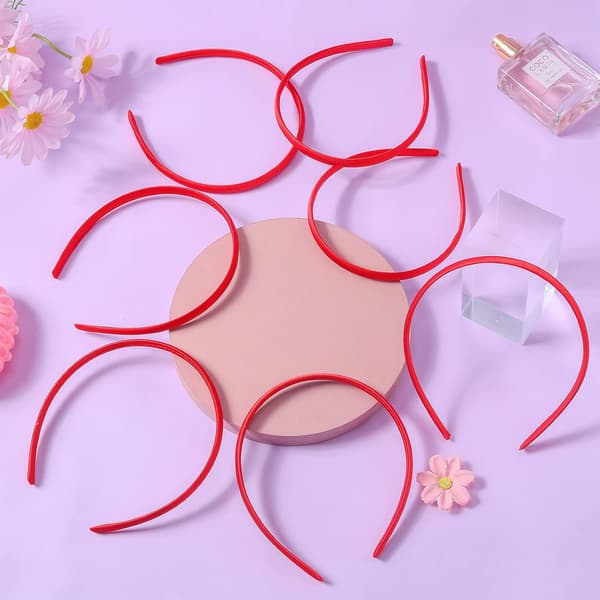 20-pack 5 mm Röda DIY Hårband i Satin för Flickor