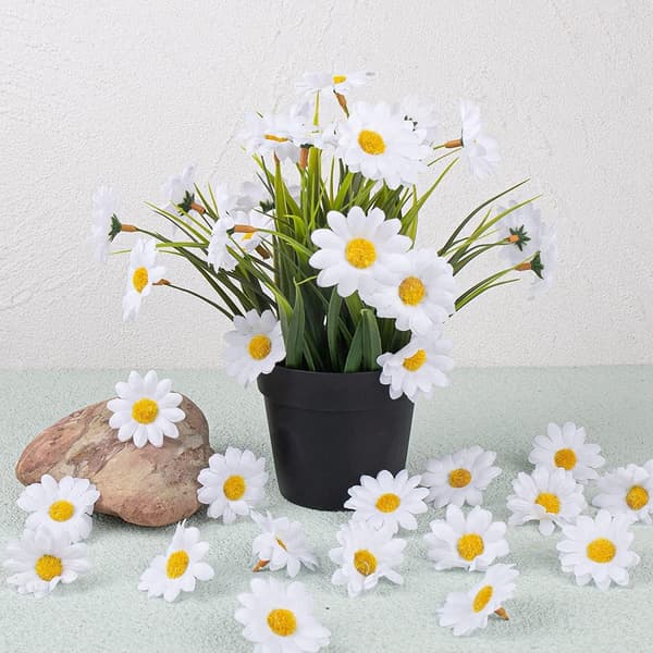 100 stk (Hvit) Gerbera Daisy Kunstige Blomster, Liten Daisy